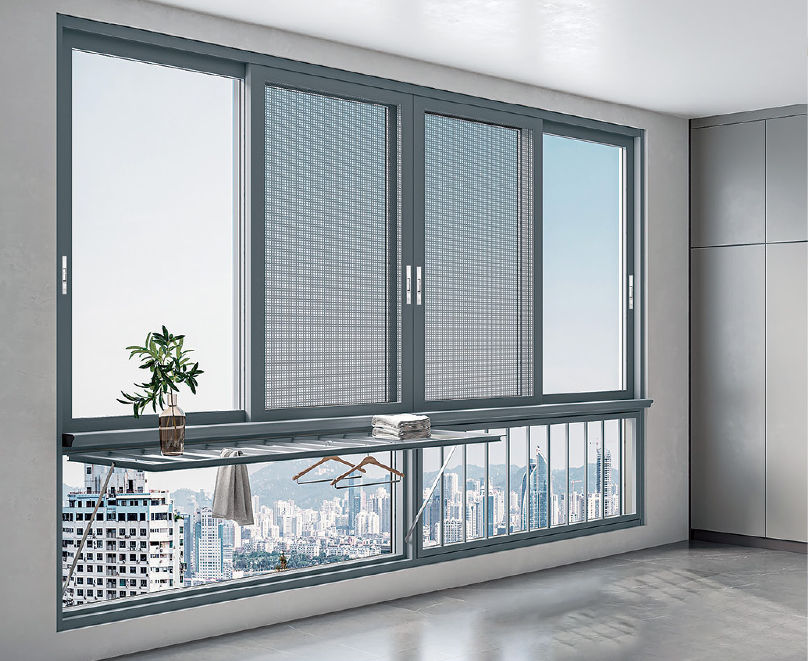 Bedroom balcony sliding windows